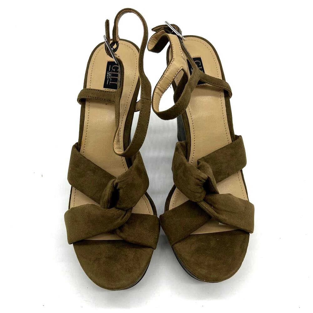 G.I.L.I. Women Shoes Size 7 M Knotted Front Wedge Ankle Strap Kahlie Willow Camo